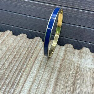 Monet Navy Blue Enamel Gold Tone Bangle Bracelet